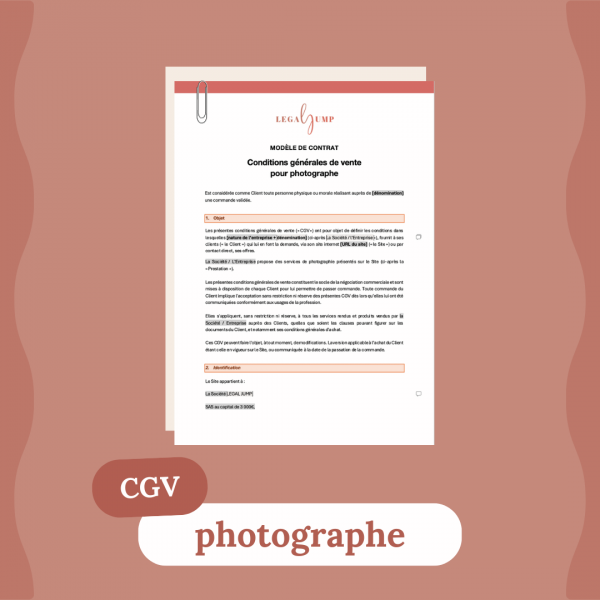 Modèle CGV pour photographe